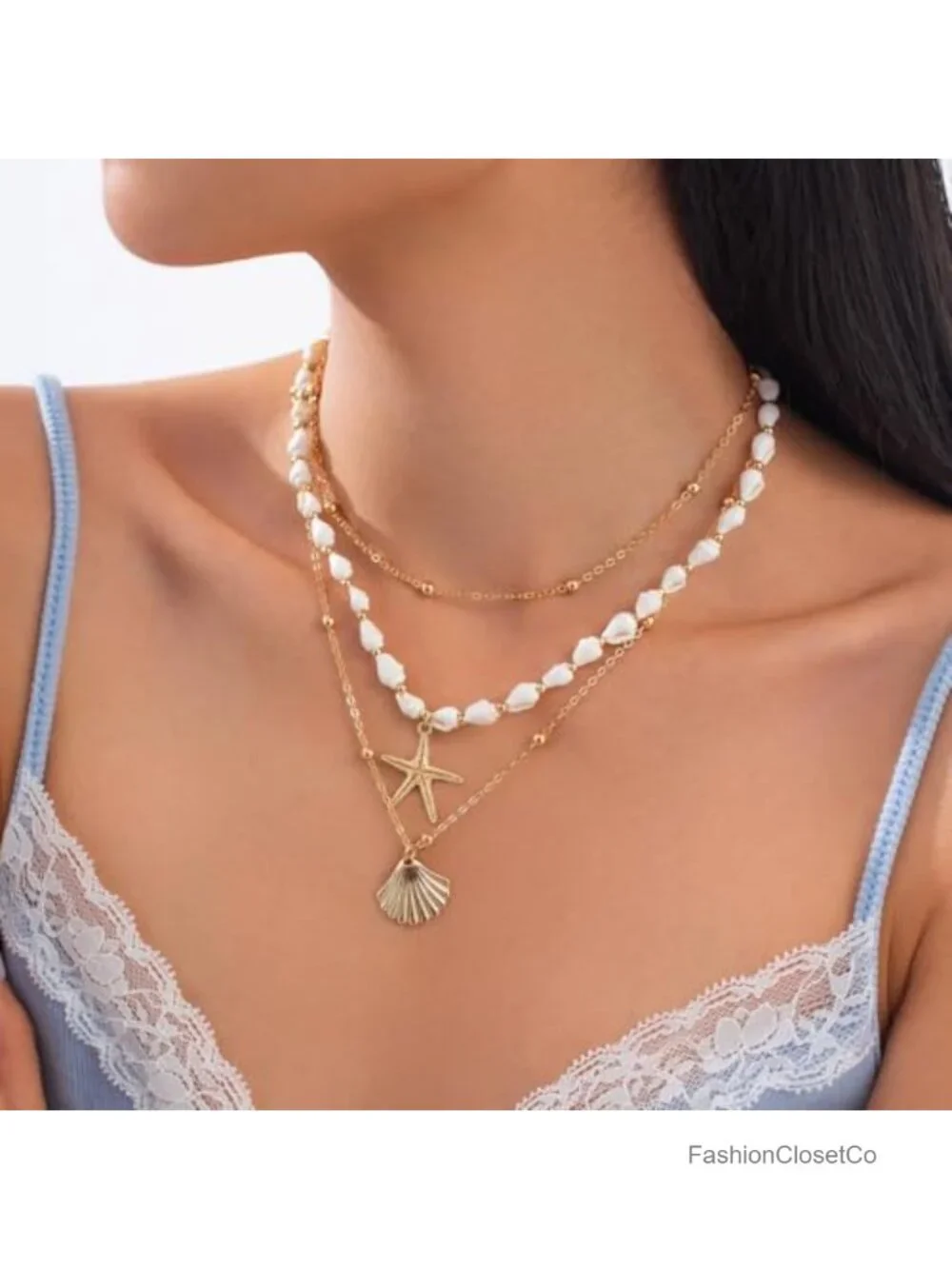 3-Piece Seashell Choker Set for Women Stackable Beach Jewelry